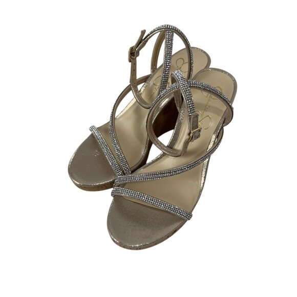Jessica Simpson Tenley Womens Rhinestone Ankle Strap Platform Wedge Sandals 8M - Picture 2 of 12
